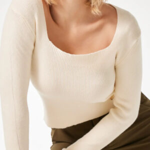 Πλεκτό ribbed τετράγωνο ντεκολτέ #CNT1002838