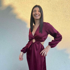 Open back satin φόρεμα με κρίκο #FNY56671