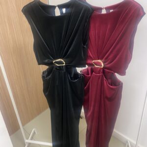 Νέο velvet φόρεμα με χρυσή λεπτομέρεια στη μέση #FNY22065G